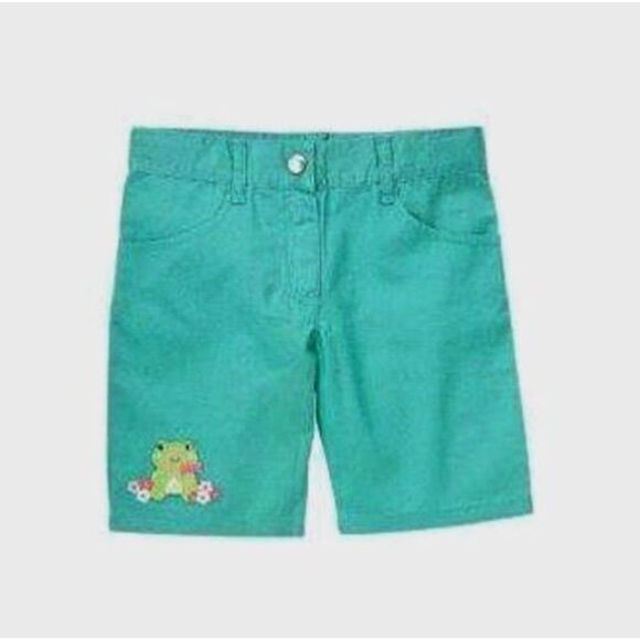Gymboree teal blue green frog flower Bermuda shorts Easter spring vacation 4 3 5 - Picture 1 of 2